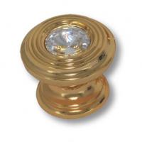 Ручка кнопка с кристаллом Swarovski, глянцевое золото 9952-100 фото, цена 915 руб.