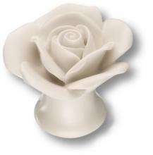 Ручка кнопка в форме розы, керамика ручной работы, цвет белый 3060-WHITE фото, цена 1 285 руб.