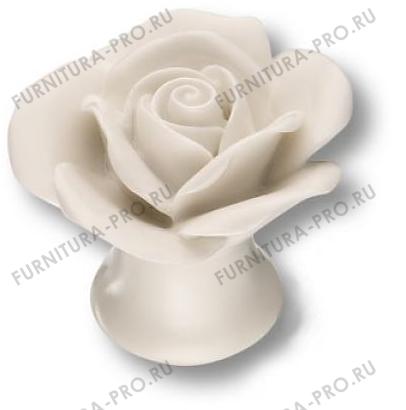 Ручка кнопка в форме розы, керамика ручной работы, цвет белый 3060-WHITE фото, цена 1 285 руб.
