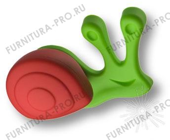 Ручка кнопка, зеленая улитка с красным панцирем 483025ST06/ST09 фото, цена 525 руб.