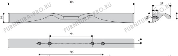 Ручка накладная L.190мм, отделка никель шлифованный (анодировка)