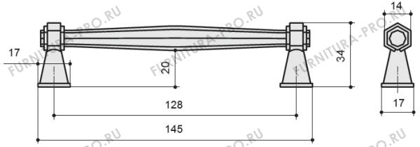 Ручка-скоба 128мм, отделка железо античное черное