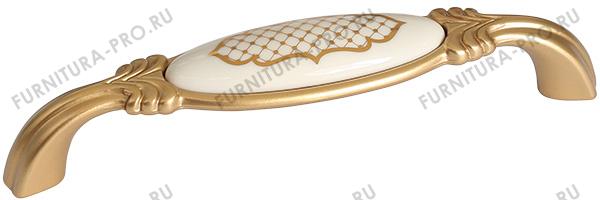 Ручка-скоба 128мм, отделка золото матовое "Милан" + керамика M78.X01.S1.MR8G фото, цена 1 045 руб.