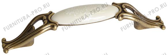 Ручка-скоба 96мм, отделка бронза античная "Флоренция" + керамика M81.X01.G4.MD1G фото, цена 825 руб.