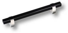 Ручка скоба, глянцевый хром с чёрной вставкой 128 мм 765-128-Chrome-Black фото, цена 1 045 руб.