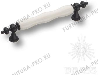 Ручка скоба керамика с металлом, белый/чёрный 128 мм 1670-85-128-000 фото, цена 1 350 руб.