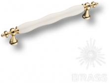 Ручка скоба керамика с металлом, белый/глянцевое золото 160 мм 1670-60-160-000 фото, цена 1 600 руб.