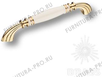 Ручка скоба керамика с металлом, белый/глянцевое золото 160 мм 1907-60-160-GOLD фото, цена 1 870 руб.