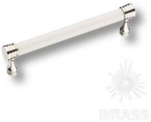 Ручка скоба керамика с металлом, белый/глянцевый никель 128 мм 2098-51-128-000 фото, цена 1 605 руб.