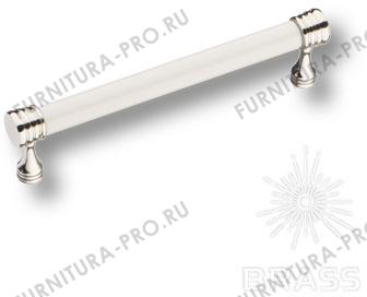 Ручка скоба керамика с металлом, белый/глянцевый никель 128 мм 2098-51-128-000 фото, цена 1 605 руб.
