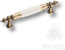Ручка скоба керамика с металлом, белый с орнаментом/старая бронза 128 мм 1980-40-128-456 фото, цена 1 405 руб.