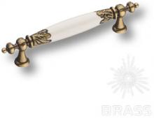 Ручка скоба керамика с металлом, белый с орнаментом/старая бронза 128 мм 1980-40-128-EMBOSSING фото, цена 2 155 руб.
