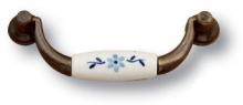 Ручка скоба керамика с металлом, голубые цветы на белом фоне 96 мм 332H3 фото, цена 1 405 руб.