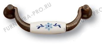 Ручка скоба керамика с металлом, голубые цветы на белом фоне 96 мм 332H3 фото, цена 1 405 руб.