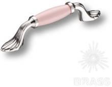 Ручка скоба керамика с металлом, розовый/глянцевый никель 96 мм 1640-51-96-PINK фото, цена 1 015 руб.