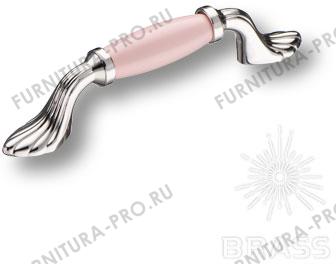 Ручка скоба керамика с металлом, розовый/глянцевый никель 96 мм 1640-51-96-PINK фото, цена 1 015 руб.