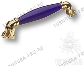 Ручка скоба керамика с металлом, синий/глянцевое золото 128 мм 1370-60-128-COBALT фото, цена 1 285 руб.
