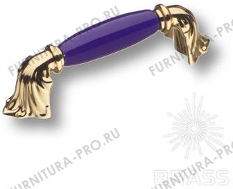 Ручка скоба керамика с металлом, синий/глянцевое золото 96 мм 1370-60-96-COBALT фото, цена 1 185 руб.