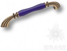 Ручка скоба керамика с металлом, синий/старая бронза 160 мм 1905-40-160-COBALT фото, цена 1 620 руб.