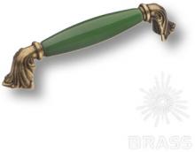 Ручка скоба керамика с металлом, зелёный/старая бронза 128 мм 1370-40-128-GREEN фото, цена 1 285 руб.
