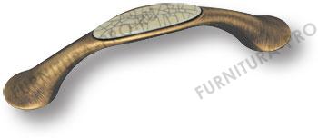 Ручка скоба керамика с серой "паутинкой", античная бронза 96 мм 9822-805 фото, цена 2 390 руб.