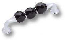 Ручка скоба, латунь с чёрными кристаллами, глянцевый хром 96 мм 2537-005-96-BLACK фото, цена 4 130 руб.
