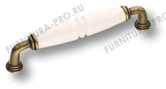 Ручка скоба, латунь с керамикой, цвет белый 128 мм 2015-013-128-000 фото, цена 830 руб.