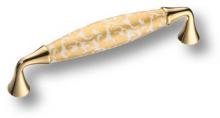 Ручка скоба, латунь с керамикой, золотой цветочный орнамент 128 мм 2527-030-128-MILANO фото, цена 5 080 руб.