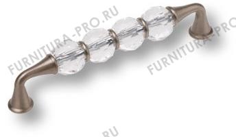 Ручка скоба, латунь с кристаллами, никель 128 мм 2537-006-128 фото, цена 4 605 руб.