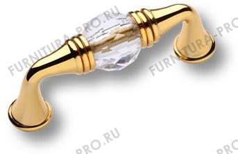 Ручка скоба, латунь с кристаллом, глянцевое золото 24K, 64 мм 2537-030-64 фото, цена 4 445 руб.