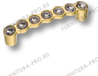 Ручка скоба с кристаллами эксклюзивная коллекция, глянцевое золото 96 мм 492-96-Gold фото, цена 1 410 руб.