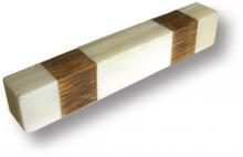 Ручка скоба, цвет - слоновая кость, дополненная вставками из древесины 64 мм 147A2 фото, цена 1 080 руб.