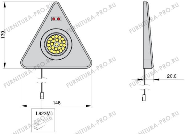 Светильник LED Triangolo-IR, 2.15W, 5000K, отделка под алюминий