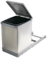 Ведро для мусора (17л) выдвижное, пластик серый + алюминий PAL609/1.ALL фото, цена 4 090 руб.